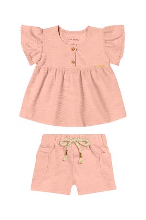 Conjunto Bebê Menina Linho Colorittá Rosa
