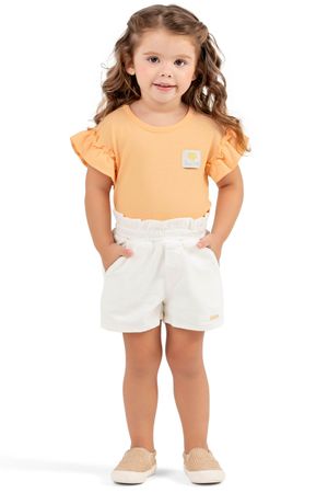Blusa Infantil Menina Manga Babado Colorittá Laranja