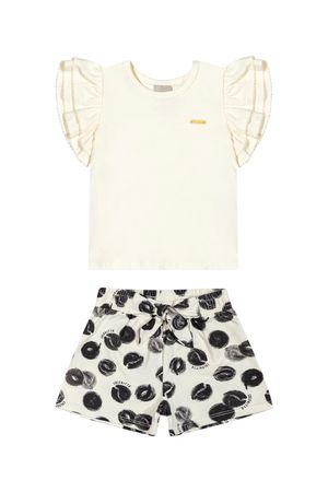 Conjunto Infantil Menina Manga Babado Colorittá Bege