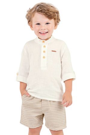 Conjunto Infantil Menino Eco Listrado Colorittá Bege