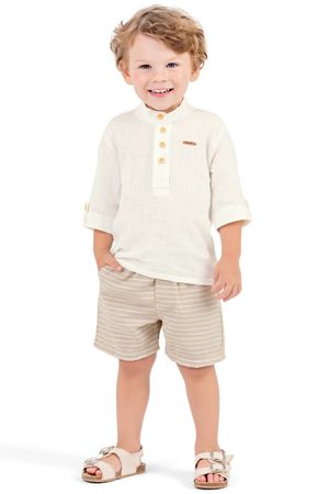 Conjunto Infantil Menino Eco Listrado Colorittá Bege