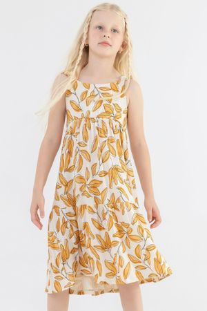 Vestido Infantil Menina Canelado Laranja Colorittá