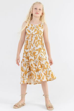 Vestido Infantil Menina Canelado Laranja Colorittá