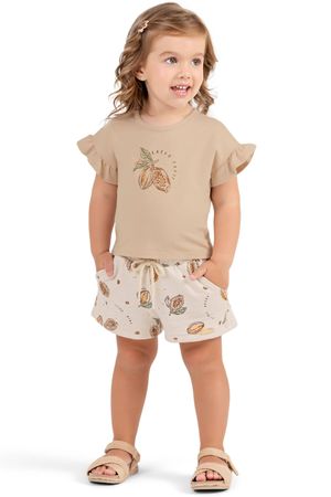 Conjunto Infantil Menina Strass Colorittá Bege