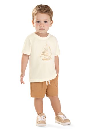 Camiseta Infantil Menino Veleiro Colorittá Bege