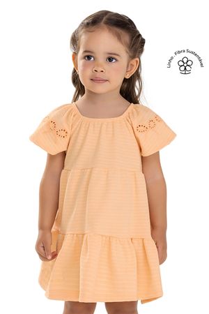 Vestido Infantil Menina Malha Linho Colorittá Laranja