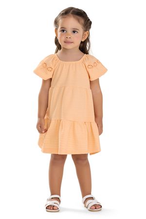 Vestido Infantil Menina Malha Linho Colorittá Laranja