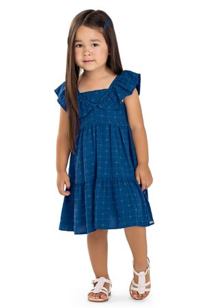 Vestido Infantil Menina Tecido Bordado Colorittá Azul