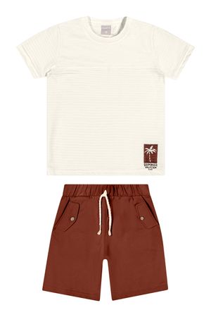 Conjunto Curto Infantil Menino Textura Colorittá Bege