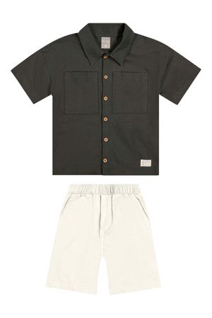 Conjunto Infantil Menino Camisa Linho Colorittá Verde