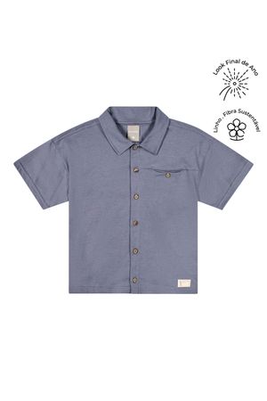 Camisa Infantil Menino Malha Linho Colorittá Azul