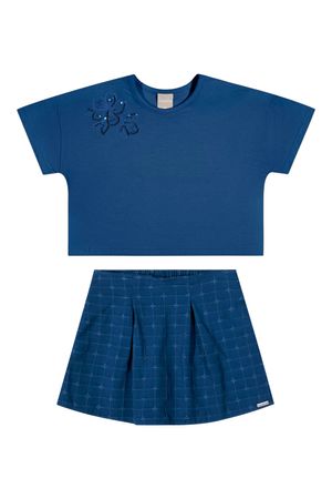 Conjunto Infantil Menina Flor Lantejoula Colorittá Azul