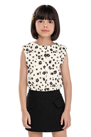 Conjunto Infantil Menina Cargo Floral Colorittá Branco