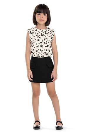 Conjunto Infantil Menina Cargo Floral Colorittá Branco