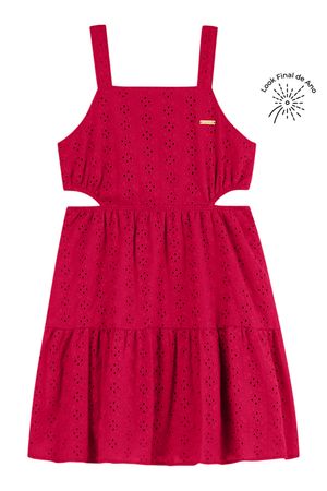 Vestido Infantil Menina Bordado Vazado Colorittá Vermelho