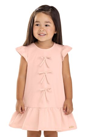 Vestido Infantil Menina Curto Laços Colorittá Rosa
