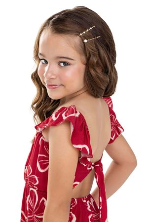 Vestido Infantil Menina Hibiscos Colorittá Vermelho