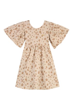 Vestido Infantil Menina Floral Print Colorittá Bege