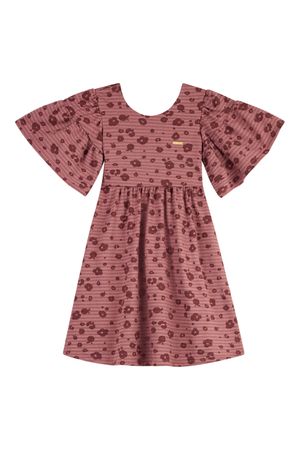 Vestido Infantil Menina Floral Print Colorittá Marrom