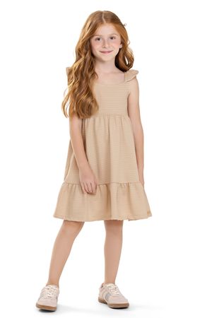 Vestido Infantil Menina Alças Babados Colorittá Bege