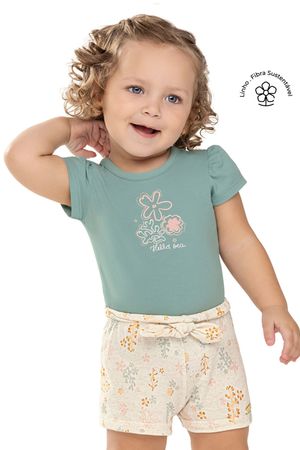 Conjunto Bebê Menina Estampa Puff Coral Colorittá Verde