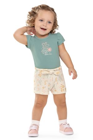 Conjunto Bebê Menina Estampa Puff Coral Colorittá Verde