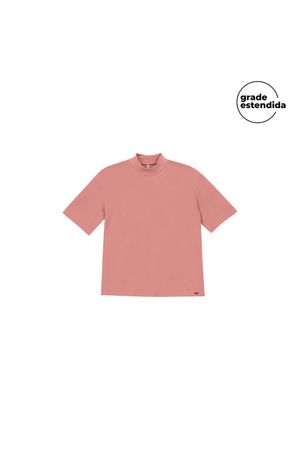 Blusa Feminina Básica Gola Alta Marialícia Rosa