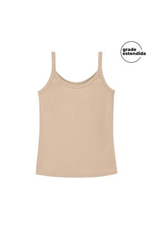 Regata Ribana Alça Fina Feminina Marialícia Bege