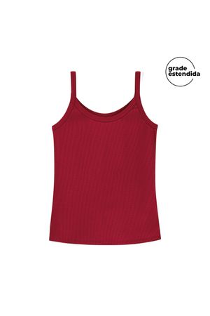 Regata Ribana Alça Fina Feminina Marialícia Vermelho