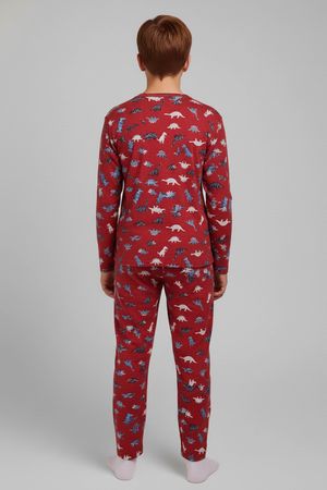 Pijama Longo Infantil Menino Com Estampa Elian Vermelho