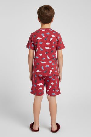 Pijama Curto Infantil Menino Com Estampa Elian Vermelho