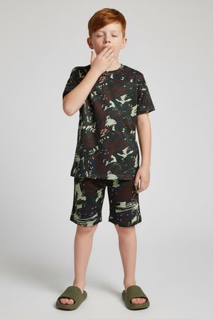 Pijama Curto Infantil Menino Com Estampa Elian Verde