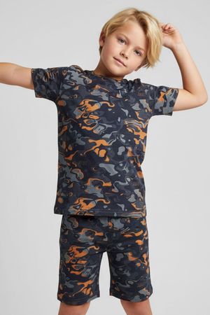 Pijama Curto Infantil Menino Com Estampa Elian Cinza