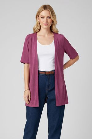 Kimono Feminino Alongado Lurex Marialícia Rosa