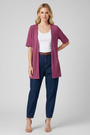 Kimono Feminino Alongado Lurex Marialícia Rosa