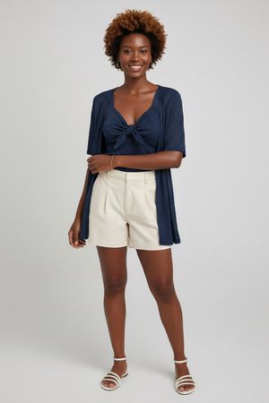 Regata Feminina Laço Lurex Marialícia Azul