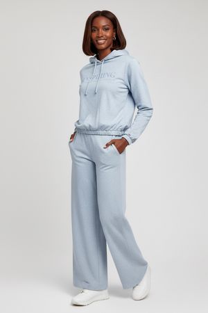 Conjunto Longo Feminino Com Capuz Marialícia Azul