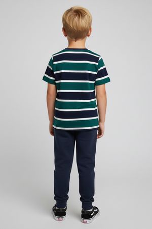 Camiseta Infantil Menino Listrada Peitilho Elian Azul