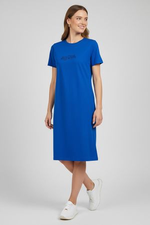 Vestido Midi Reto Feminino Marialícia Azul