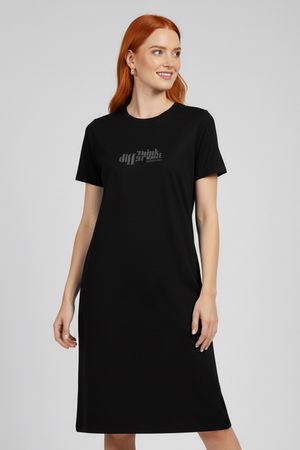 Vestido Midi Reto Feminino Marialícia Preto