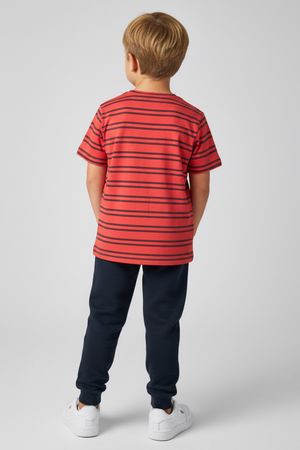Camiseta Infantil Menino Listras Tropical Elian Vermelho