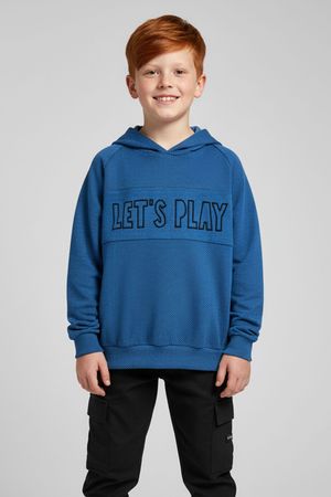 Blusão Infantil Menino Texturizado Com Capuz Elian Azul
