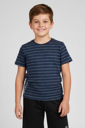 Camiseta Infantil Menino Botonê Listras Elian Azul