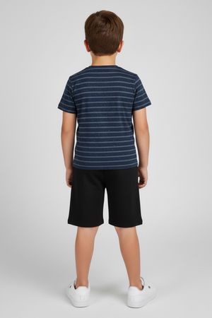 Camiseta Infantil Menino Botonê Listras Elian Azul