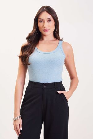 Regata Feminina Alças Largas Marialícia Azul Claro