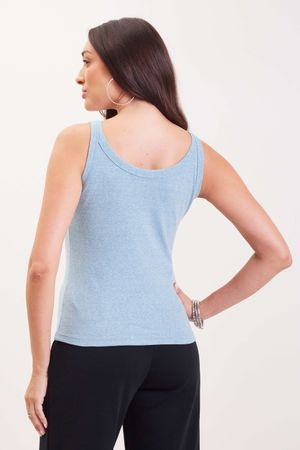 Regata Feminina Alças Largas Marialícia Azul Claro