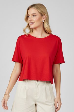 Blusa Curta Feminina Básica Marialícia Vermelho
