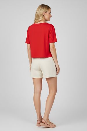 Blusa Curta Feminina Básica Marialícia Vermelho