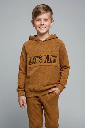 Blusão Infantil Menino Texturizado Com Capuz Elian Marrom