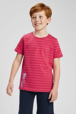 Camiseta Infantil Menino Botonê Listras Elian Vermelho